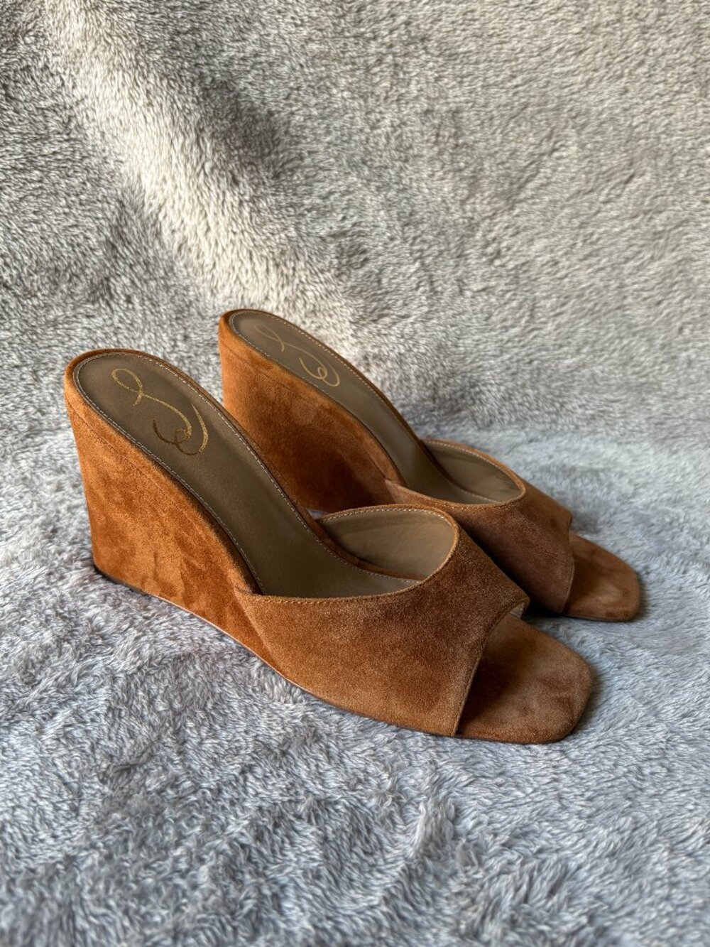 Sam Edelman Merrick Wedge Mule Sandals Frontier Brown Suede Size 9